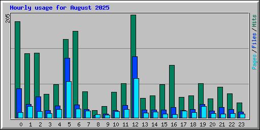 Hourly usage for August 2025